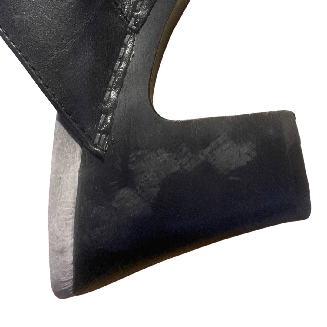 Dansko Rae Black Leather Slip on Heeled Clogs Size 9.5 Mules Artsy Boho Chic