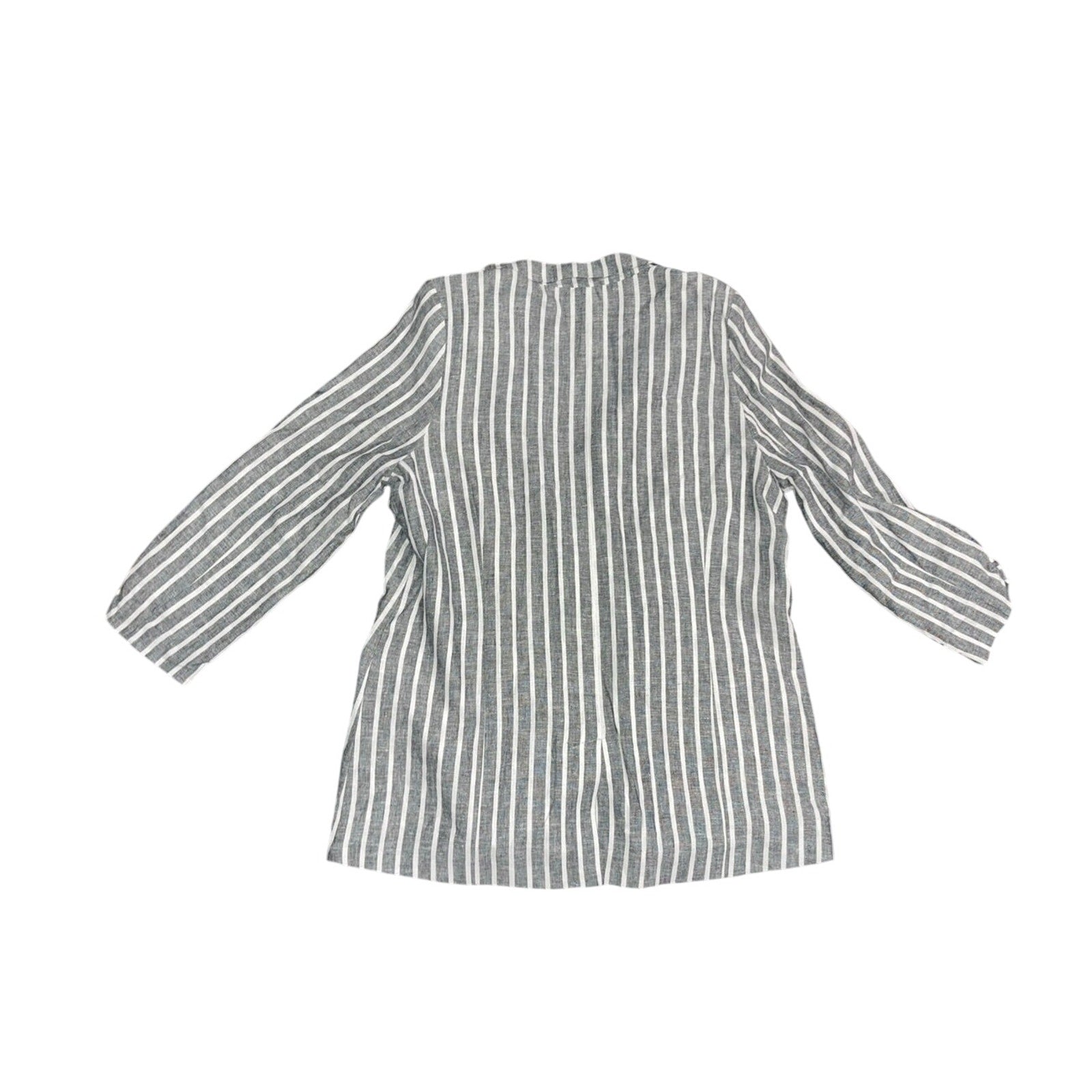 BP Women's Cinched 3/4 Sleeve Linen Blend Striped Blazer Classic Prep