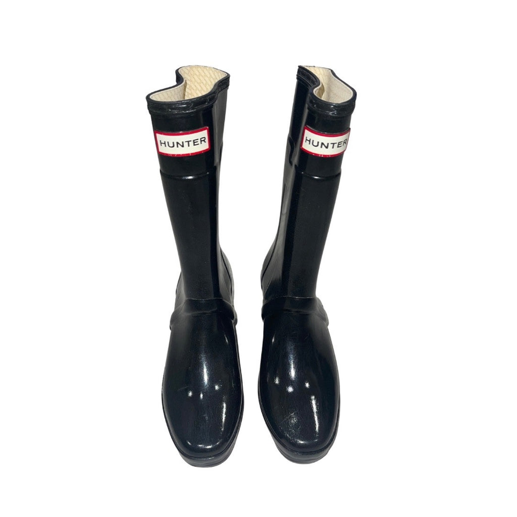 Hunter Kellan Black Wedge Heel Womens Rain Winter Boot Size 7 Waterproof