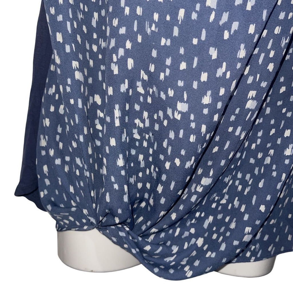Apt. 9 blue Mixed Media Blouse Blouse Tie Knot Hem Size Large Career Office Chic