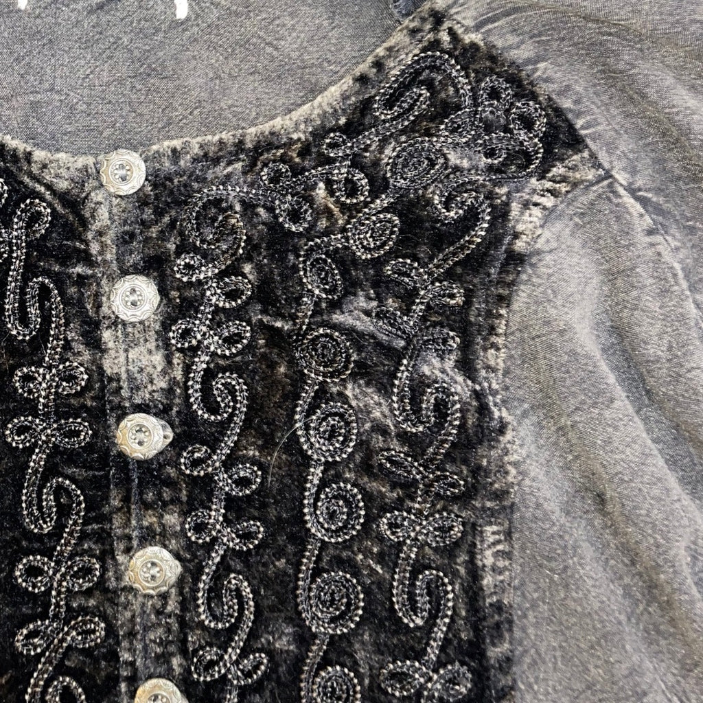 Bohemian Style Tunic Blouse Embroidered Details Bell Sleeves Lace Indie Western