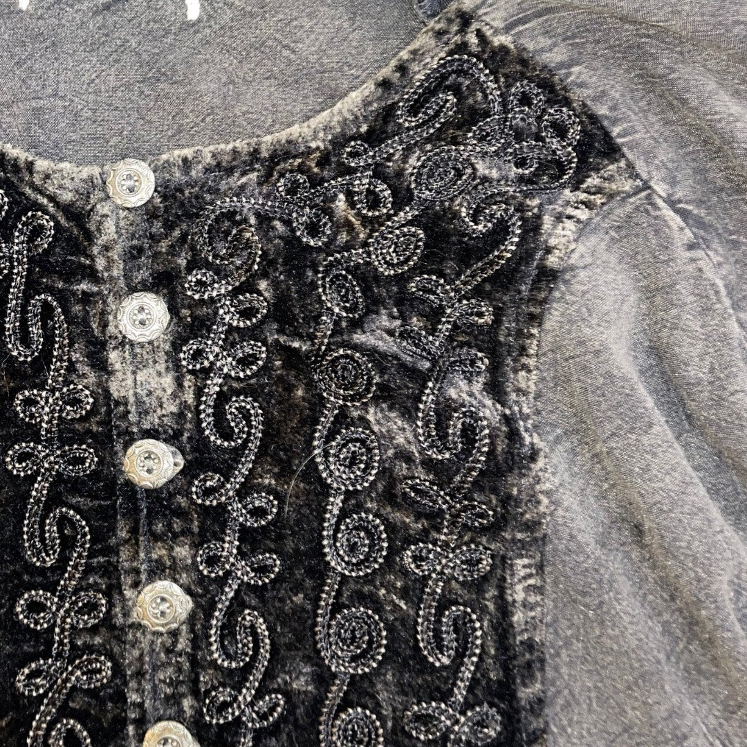 Bohemian Style Tunic Blouse Embroidered Details Bell Sleeves Lace Indie Western