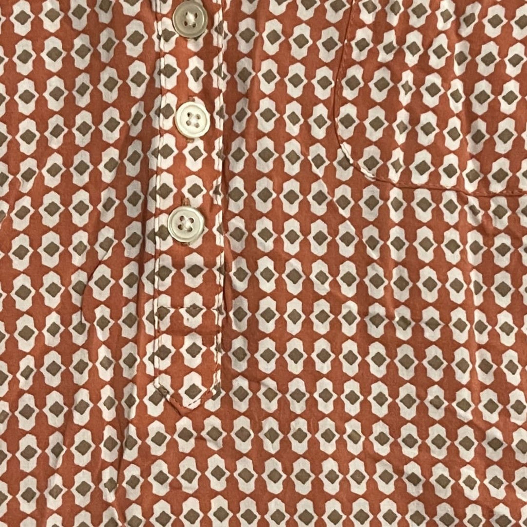 Tunic Geometric Three Button V-Neck Blouse Size Small Casual Office Preppy