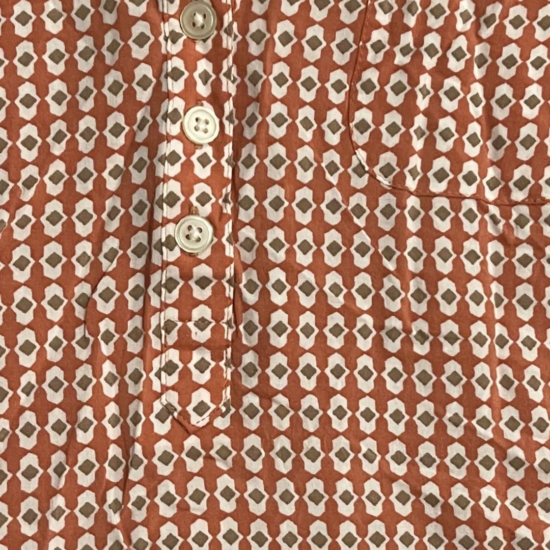 Tunic Geometric Three Button V-Neck Blouse Size Small Casual Office Preppy