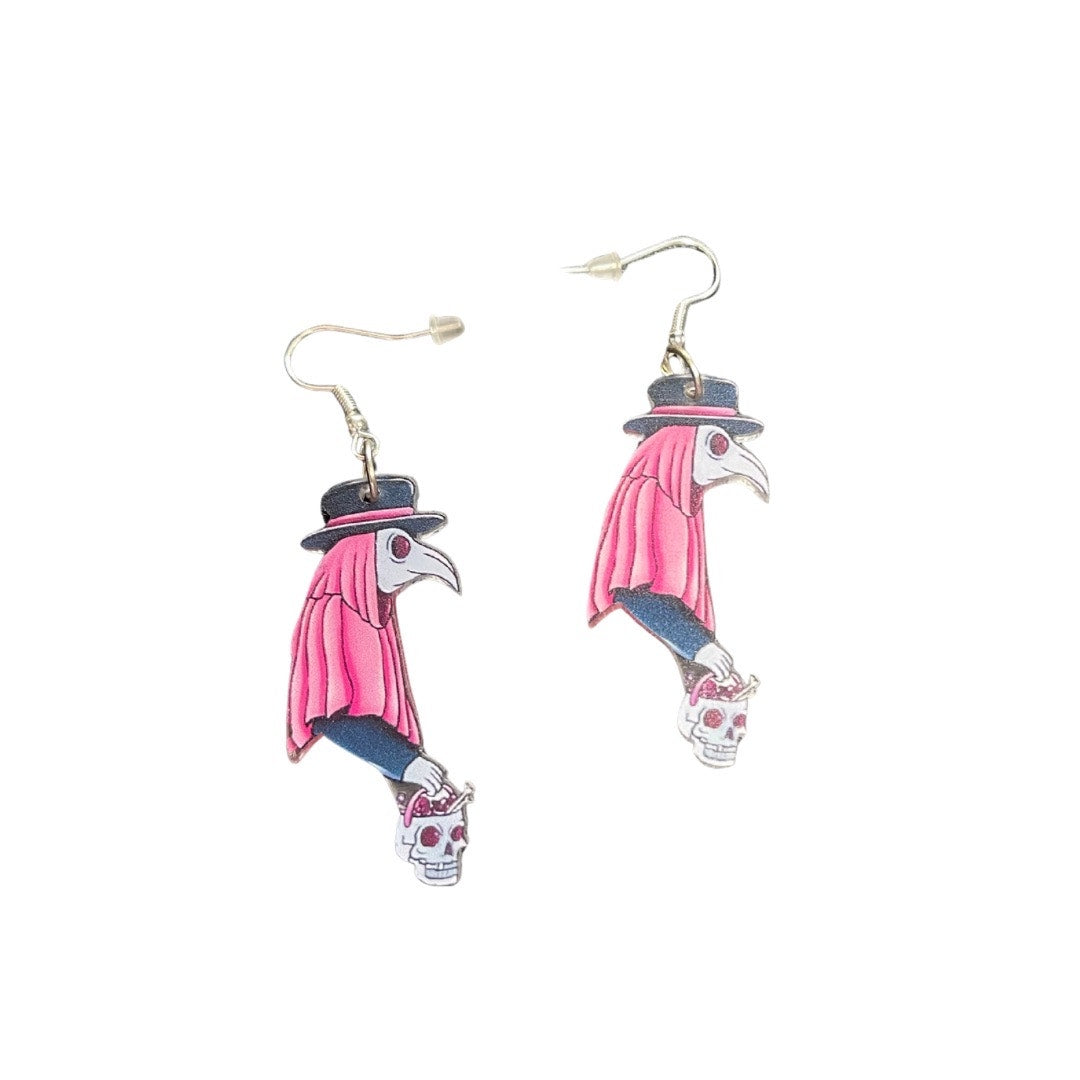 Pink witch doctor earrings