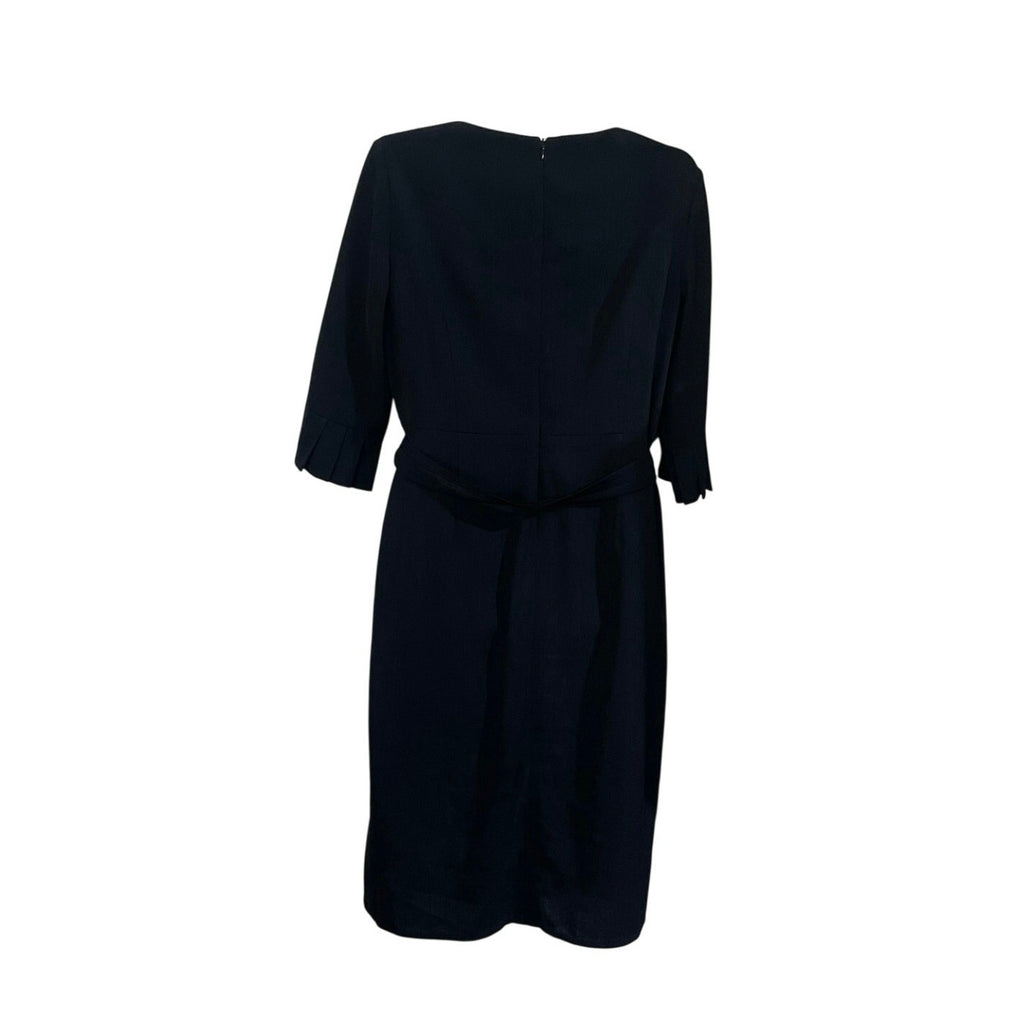 Kim Young Joo 3/4 Sleeve Belted Sheath Dress SZ 6 Korean Designer Elegant Office