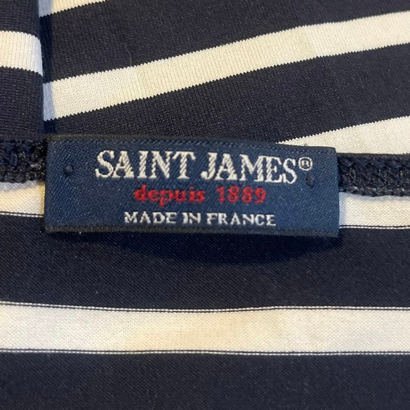 Saint James Striped Jersey Knit Shift Long Sleeve Dress Nautical Coastal Boating
