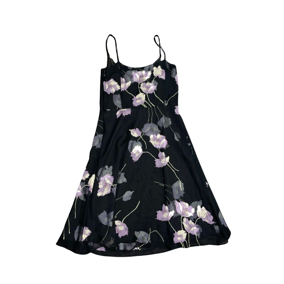 Ann Taylor 100% Silk Dress Floral Fit Flare Size 8 90s Party Garden Bridal