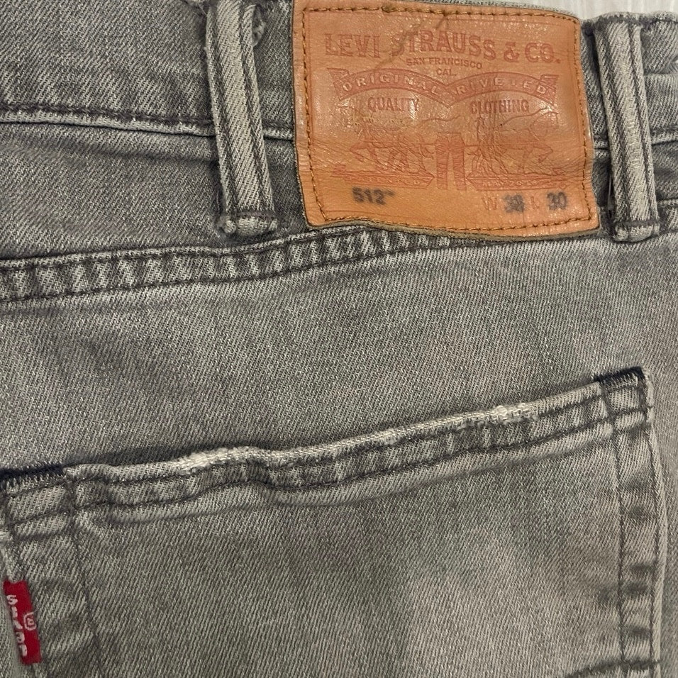Levi's Strauss 512 Slim Taper Grey Wash Denim Jeans Size 38x30 Casual Streetwear