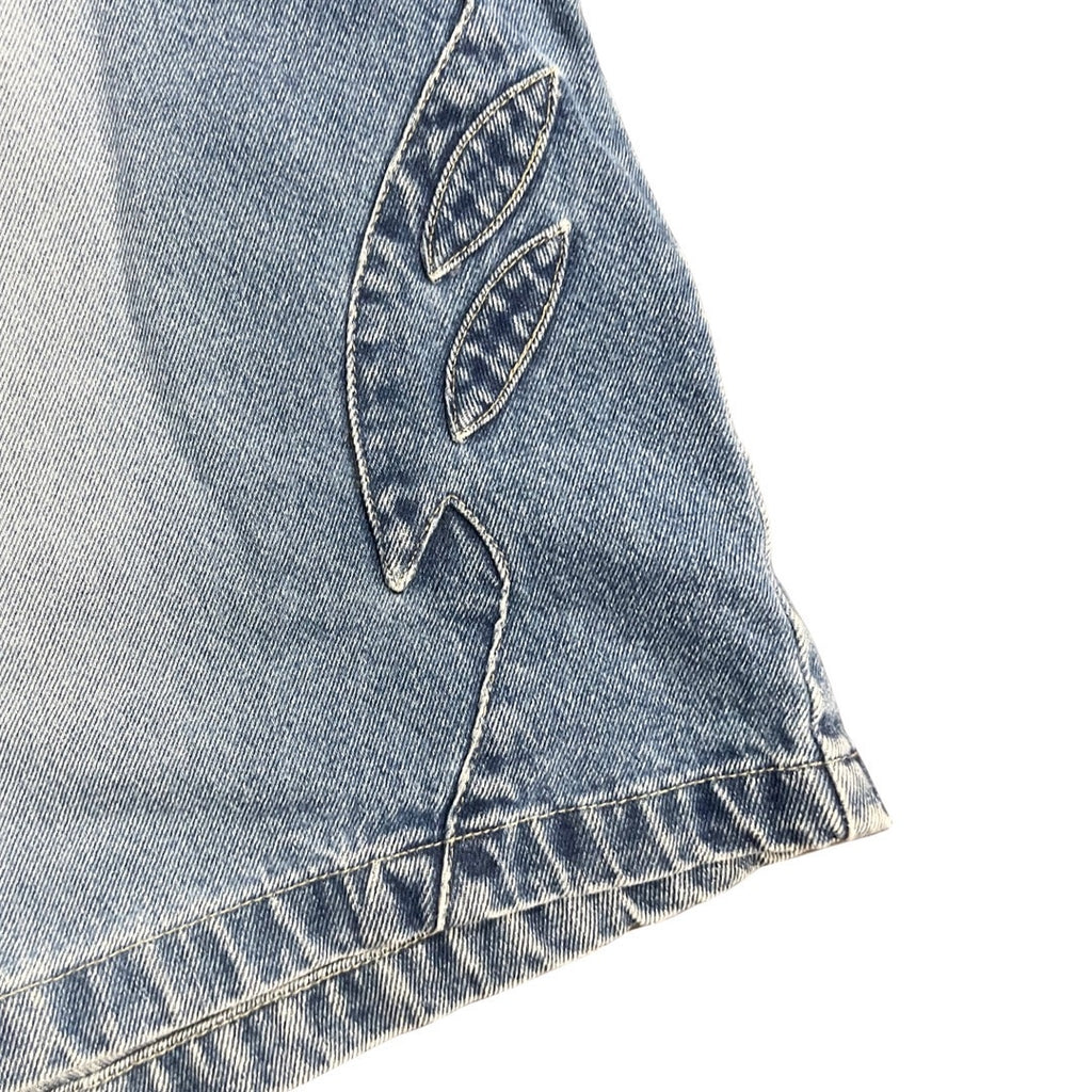 Faded Glory Embroidered Leaf Denim Jean Skirt Plus 16 Western Cowgirl Rodeo VTG