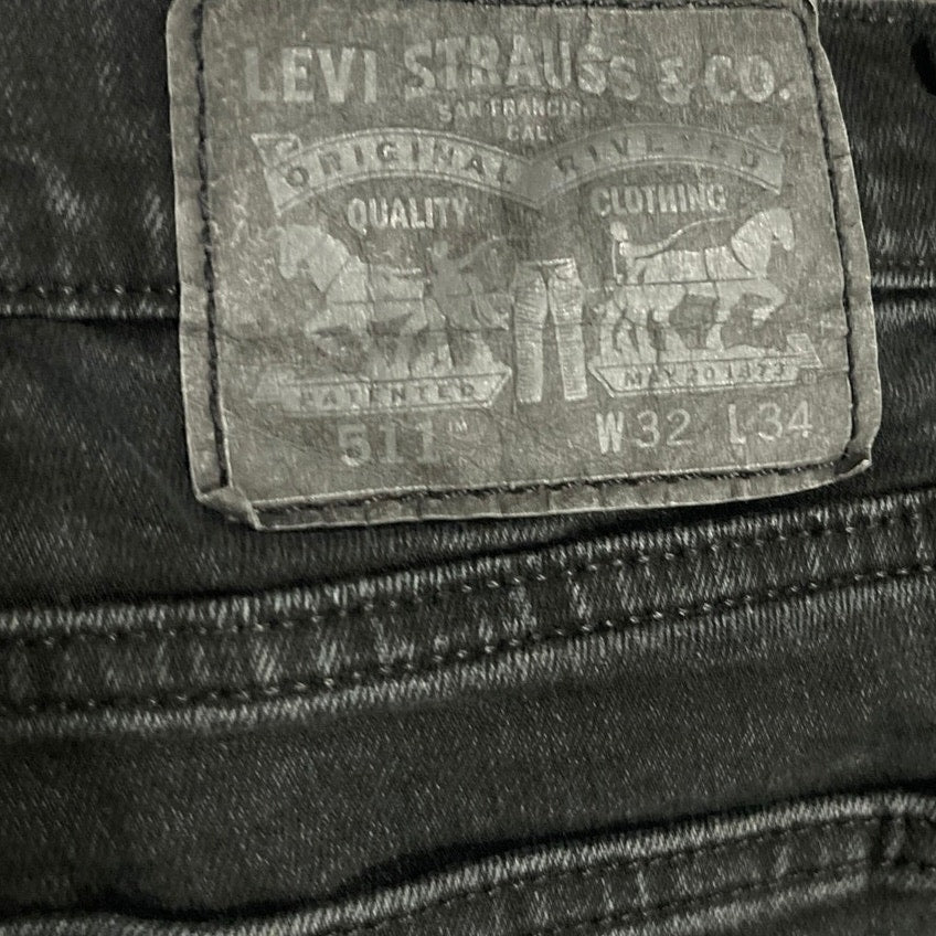 Levi's 511 Slim Fit Blackwash Denim Jeans 32x34 Streetwear Casual Classiccore