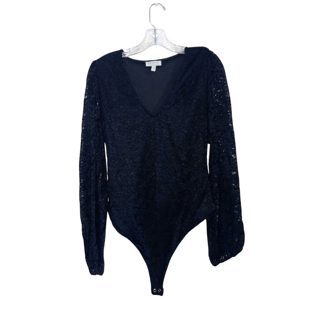 Sofia Jeans By Sofia Vergara Lace Bodysuit Blouson Sleeves SZ Large Whimsy Goth
