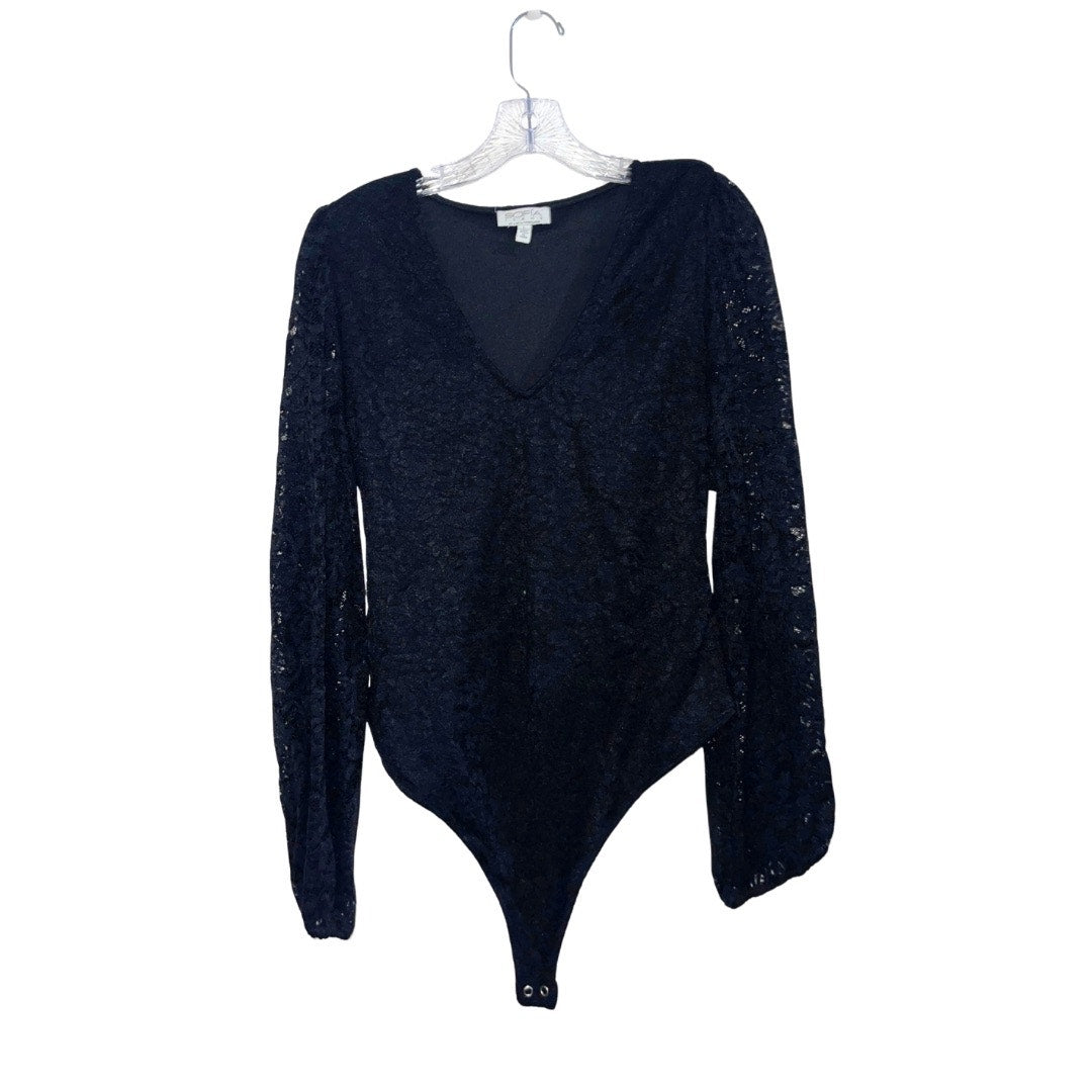 Sofia Jeans By Sofia Vergara Lace Bodysuit Blouson Sleeves SZ Large Whimsy Goth