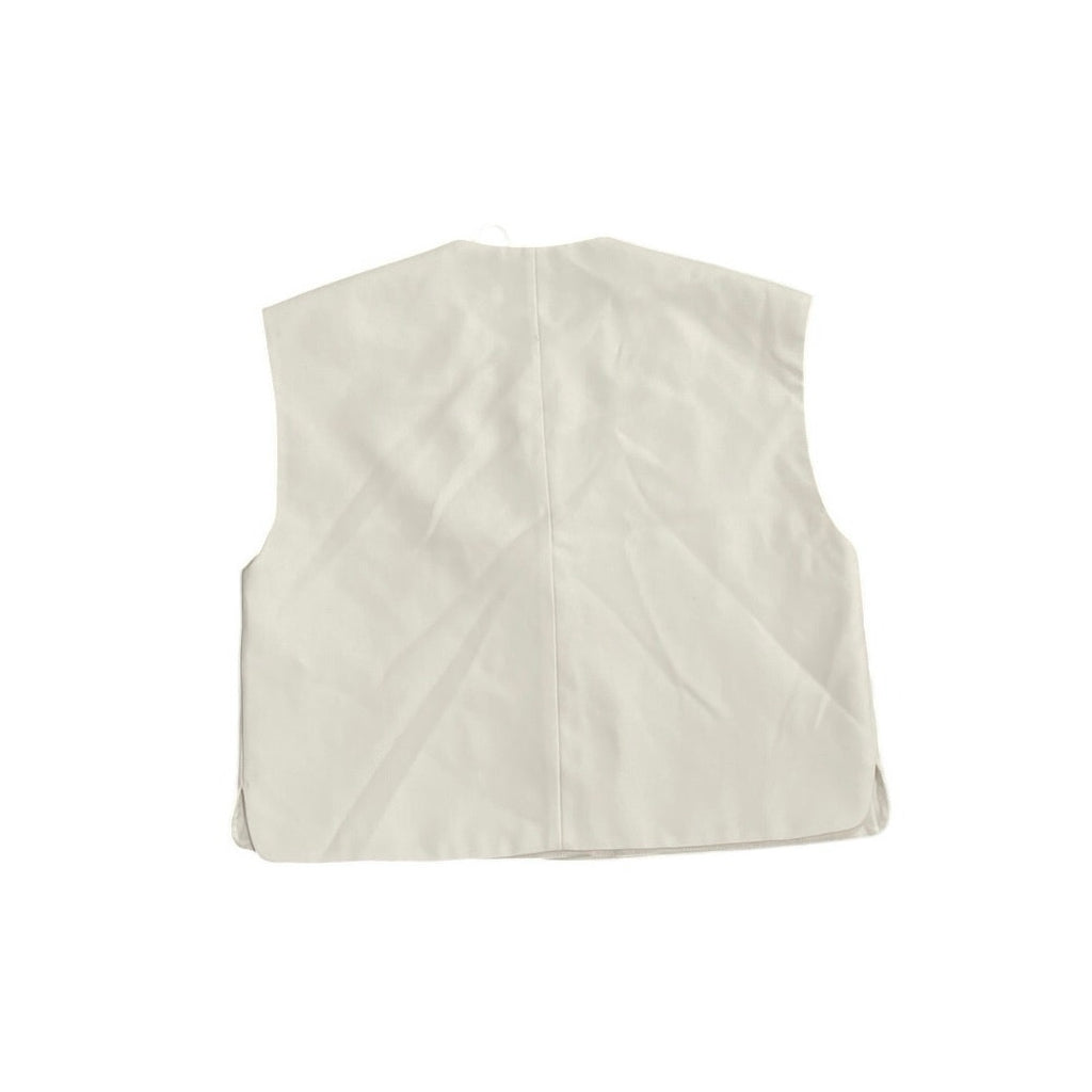 Zara White Cropped Tailored Sleeveless Button Up Vest SZ S Career Office Preppy