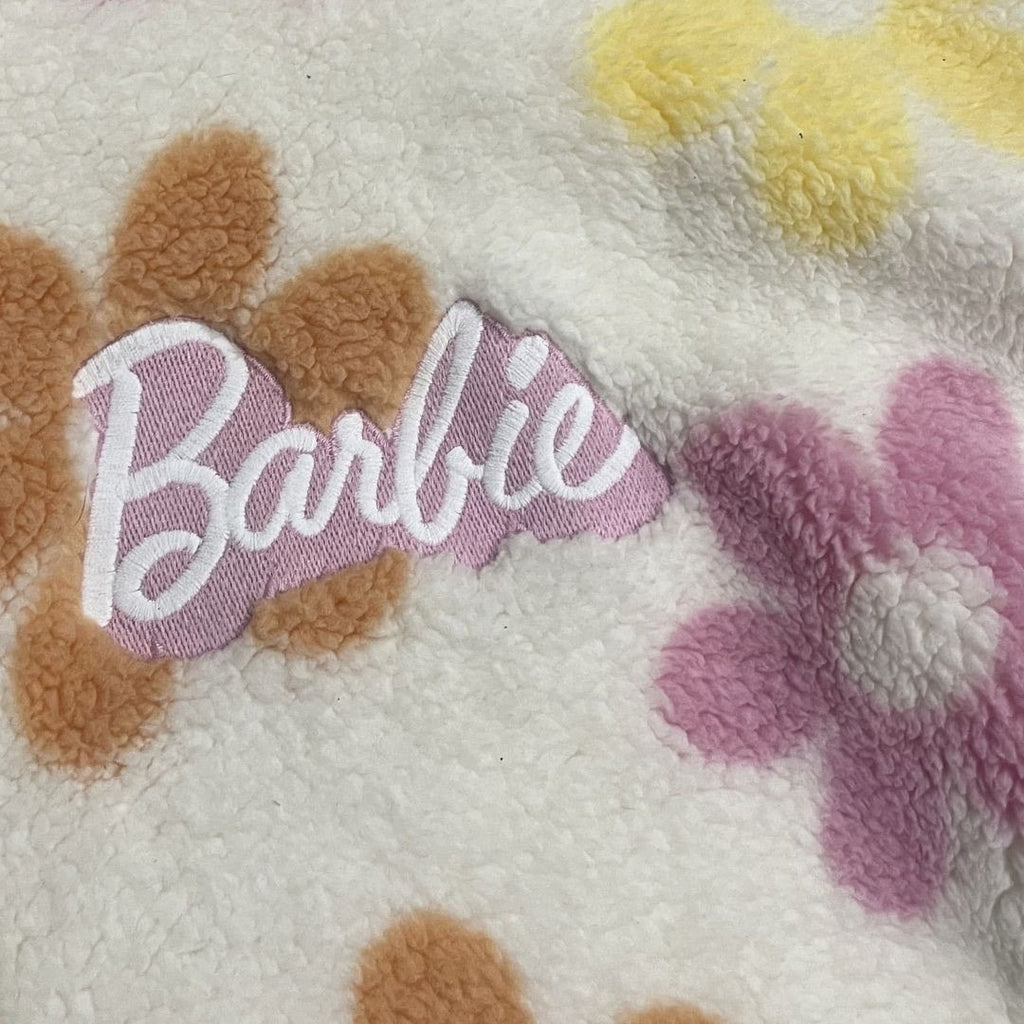 Barbie Movie Fuzzy Fleece Sherpa Flower Daisy Pullover Hoodie Sweatshirt Small