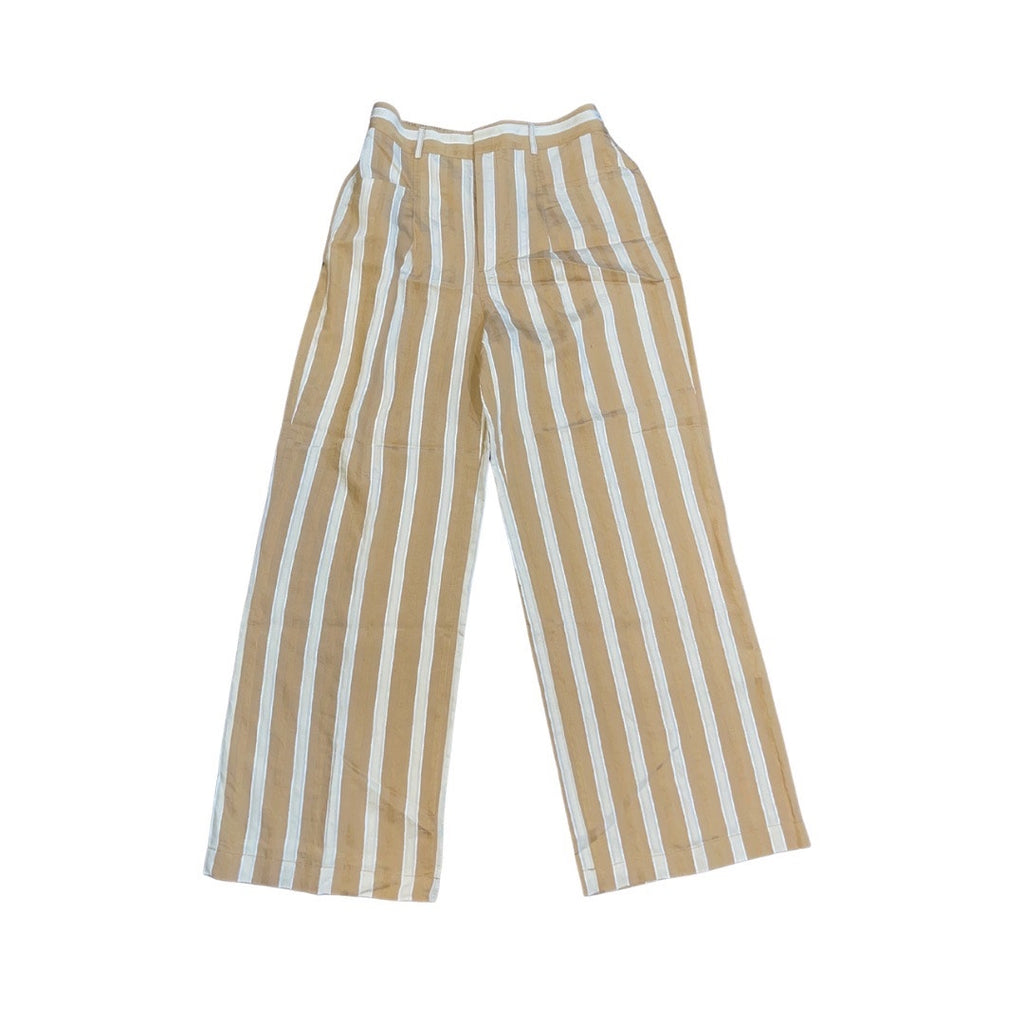 ZARA Extra Wide Leg Jacquard Striped Long Pants Size Large High Waist Trousers