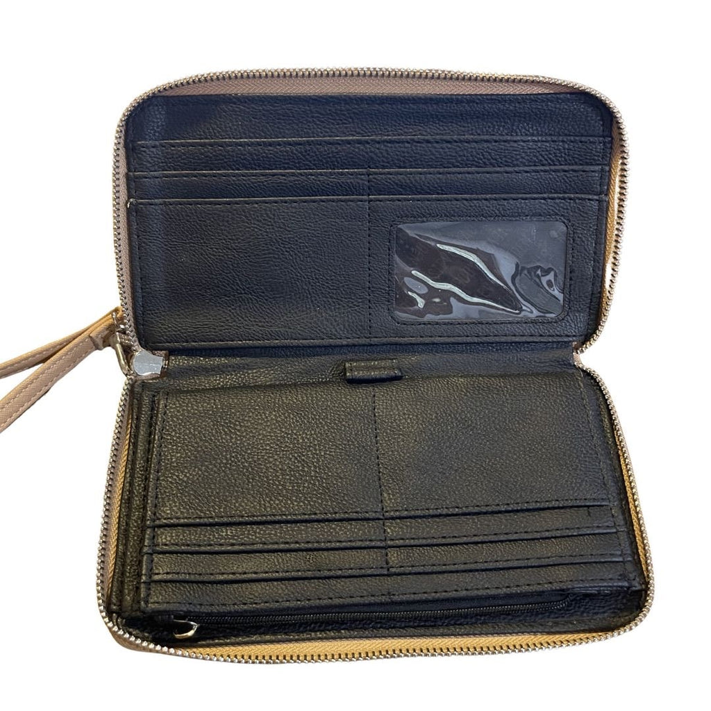Steve Madden Zip Around Wristlet Wallet Card Holder Faux Leather Minimalist Y2K
