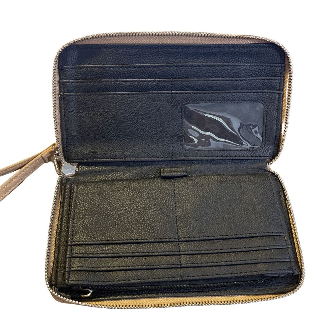 Steve Madden Zip Around Wristlet Wallet Card Holder Faux Leather Minimalist Y2K