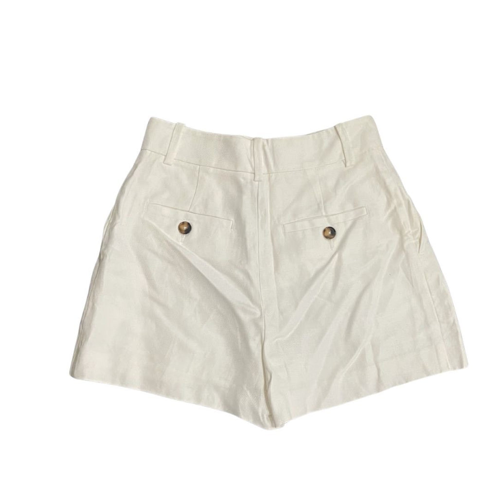 Reiss Linen Blend Front Pleat Suit Shorts White Size 0 high Rise Vacation Resort