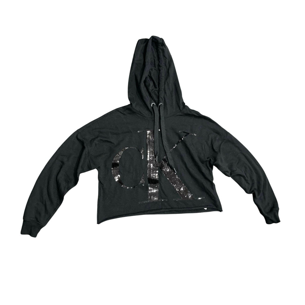 Calvin Klein Jeans CK Black Cropped Hooded Sweater Size XS