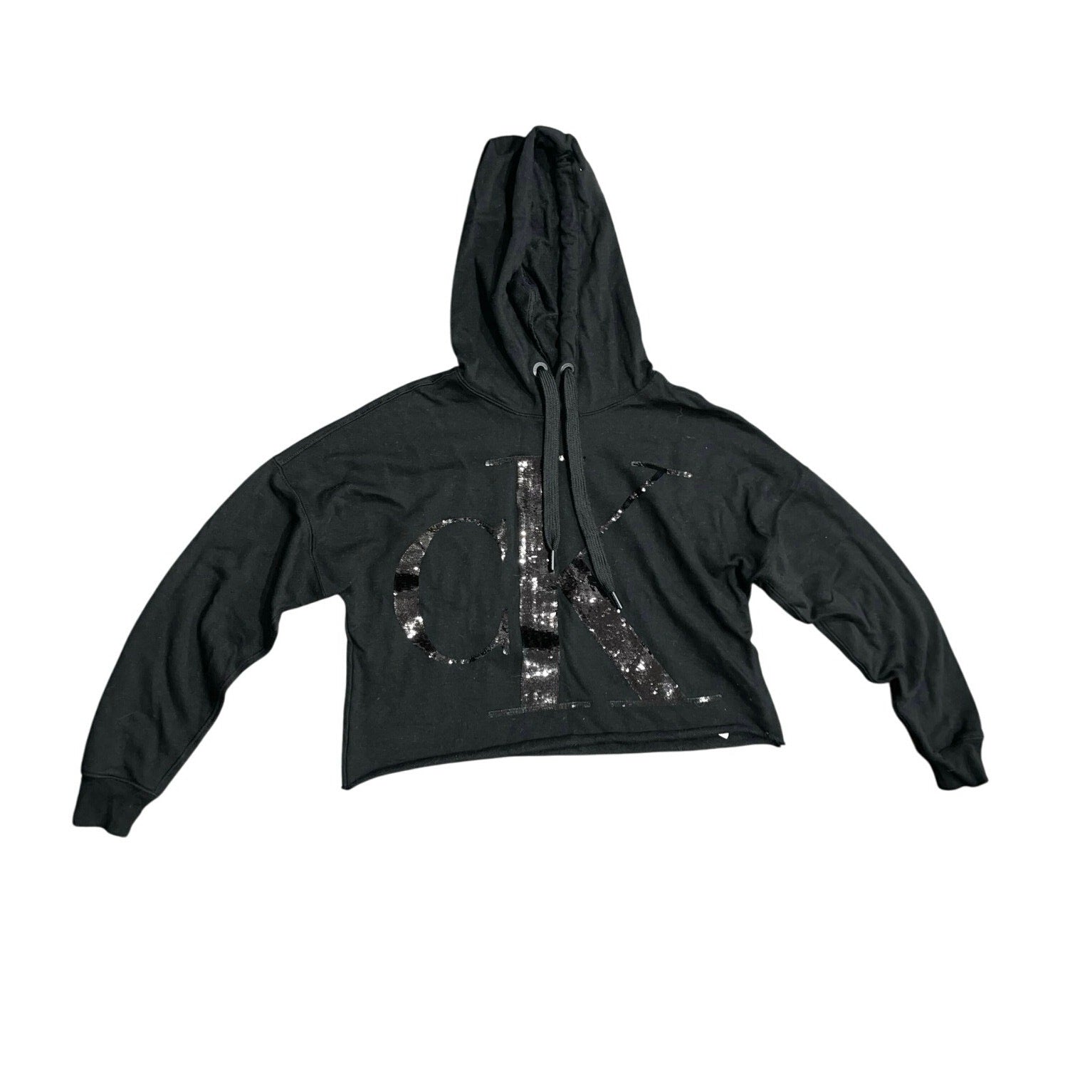 Calvin Klein Jeans CK Black Cropped Hooded Sweater Size XS