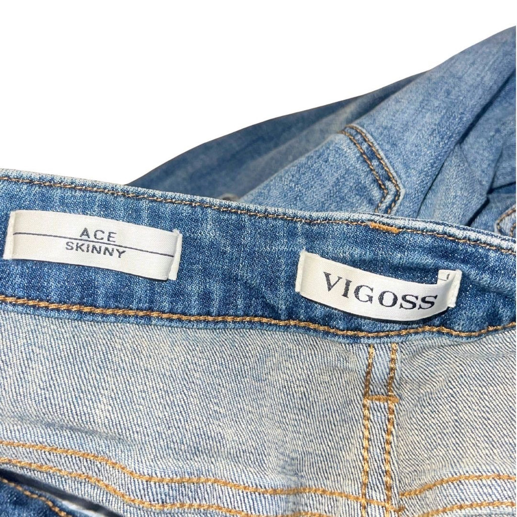 Vigoss Ace High Rise Skinny Jeans Size 31 Medium Wash Distress Denim