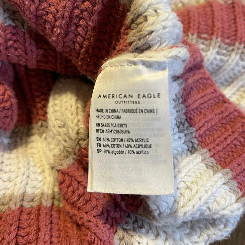 American Eagle Cropped Oversized Knit Sweater Size Medium Y2K Cozy Fall