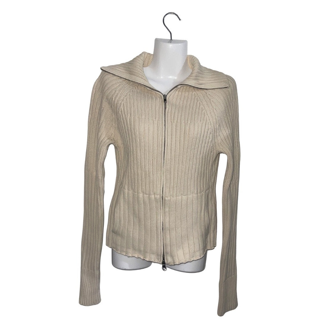 Gap Chunky Ribbed Knit Wide Collar Zipper Cardigan Sweater size Medium Y2K 90s