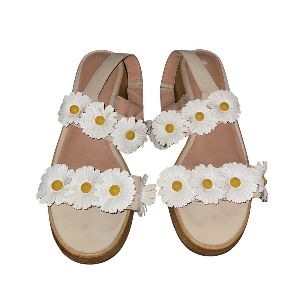 Lucky Brand Juleii Daisy Flower Clog Boho Slingback Sandal Chunky Block Heel Size 9
