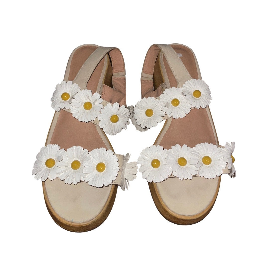 Lucky Brand Juleii Daisy Flower Clog Boho Slingback Sandal Chunky Block Heel Size 9