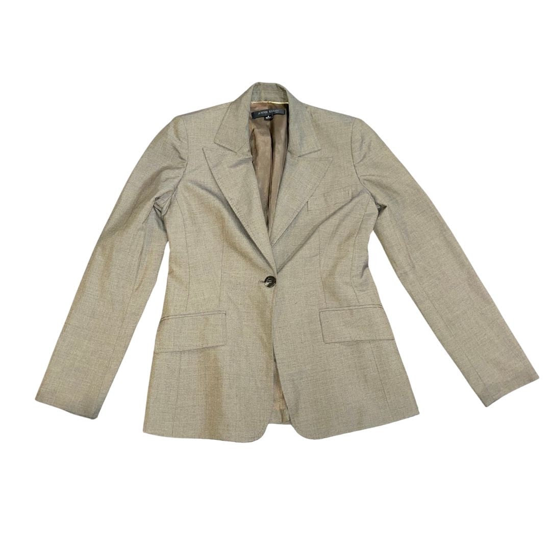 Anne Klein One Button Blazer Wool Blend Size 4 Career Office Professional Preppy