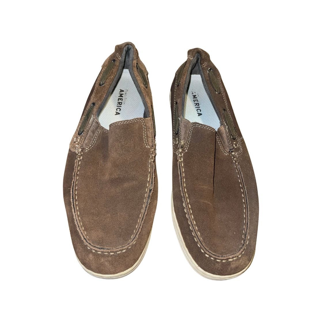 Perry Ellis Sailor Suede Leather Boat Shoes SZ 9 Nautical Loafers Casual Slip On