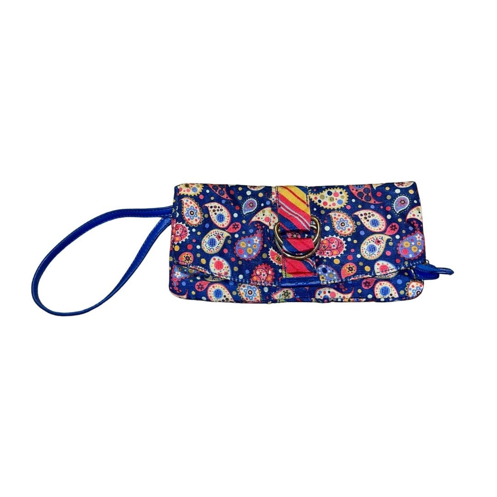 Tommy Hilfiger Double D Ring Clutch Purse Wristlet Strap Paisley Print Chic