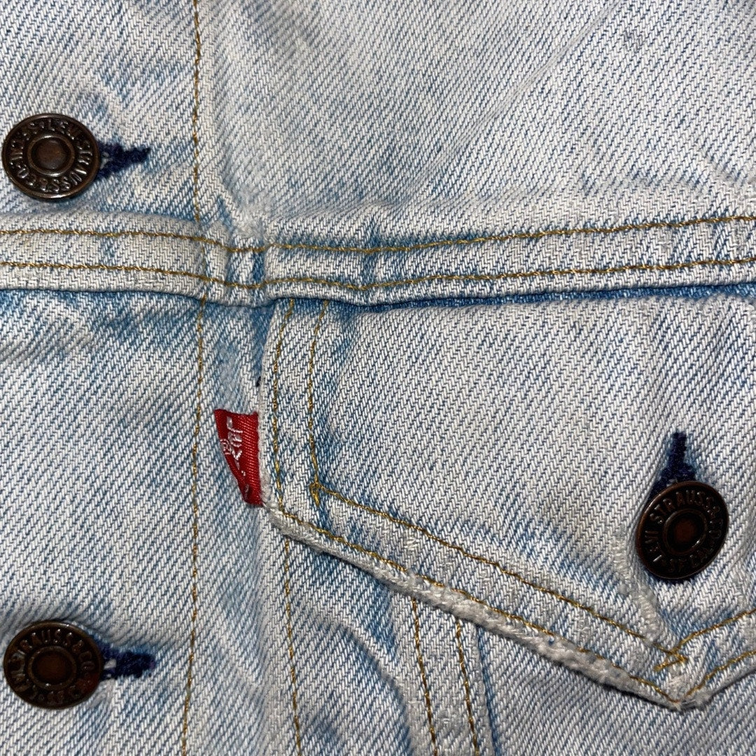 Levi's Strauss Distressed Jean Denim Jacket Light Blue Wash Vintage