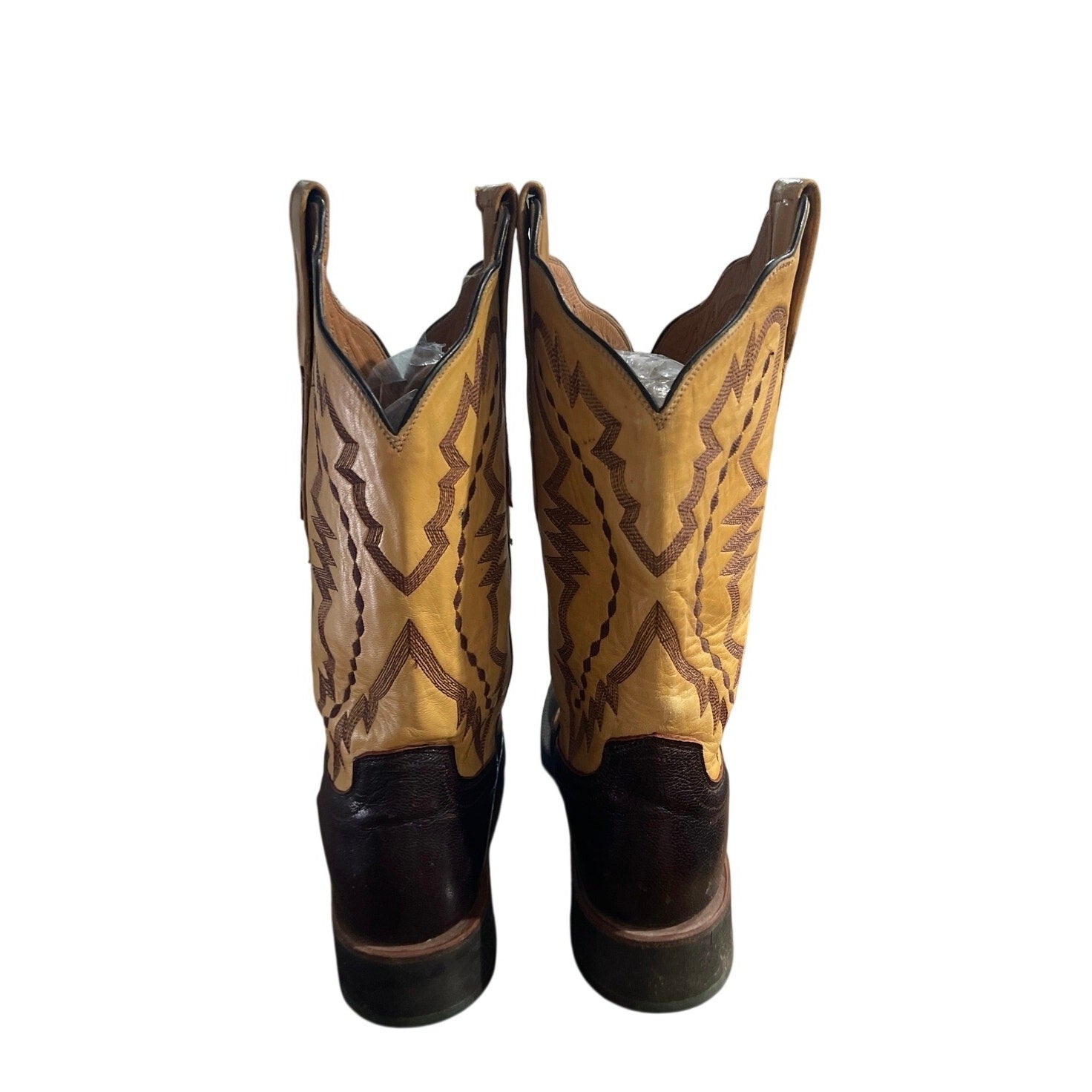 Lucchese 2000 Western Two Tone Cowgirl Boots Round Toe Cowboy VTG SZ 8 Rancher