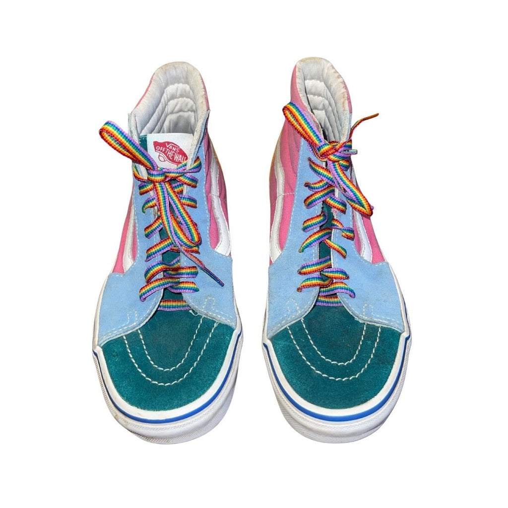 Vans Sk8-Hi Top Suede Canvas Color Block Pink Blue Yellow Men 6.5 Women 8 Skater