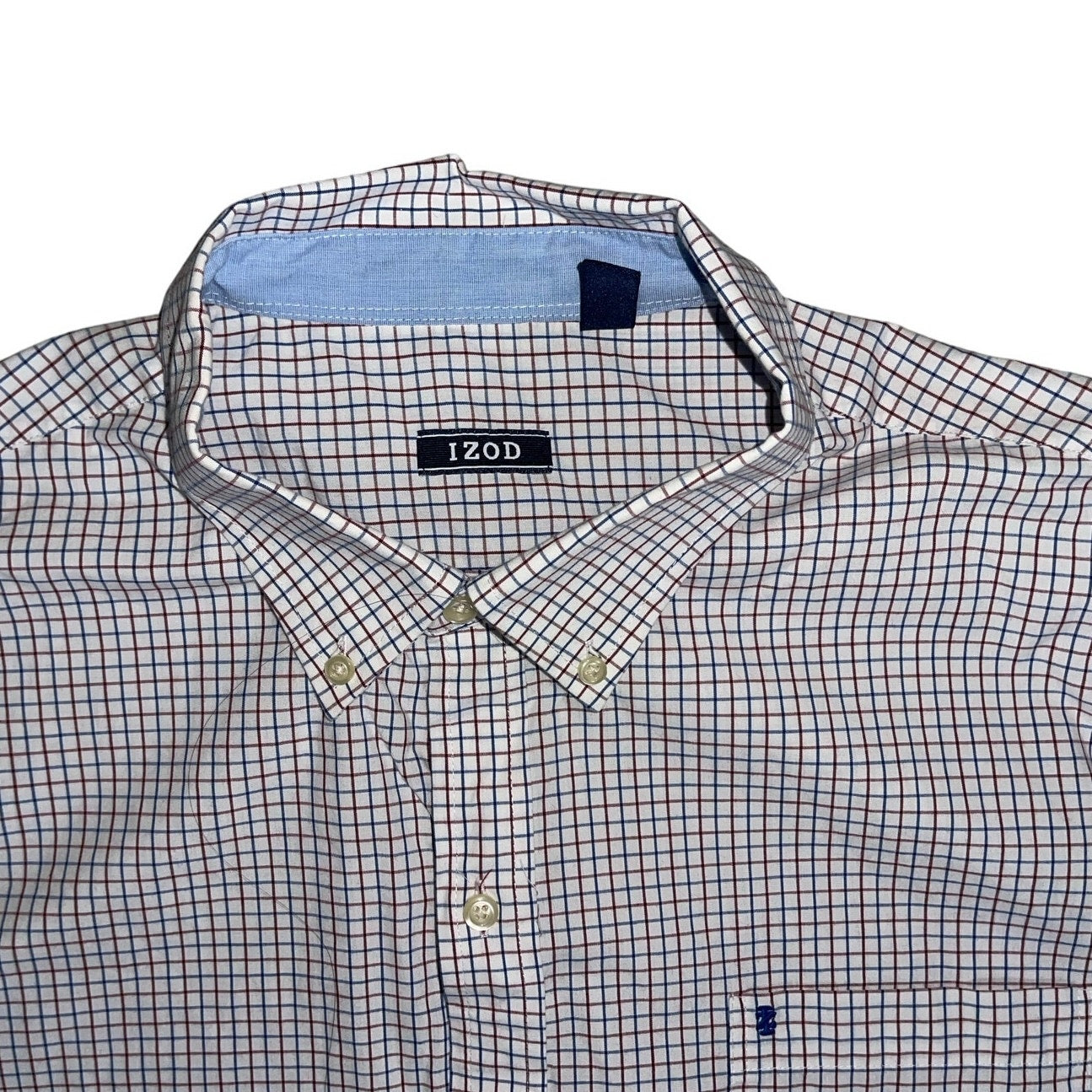 Izod plaid pattern button up collar dress shirt