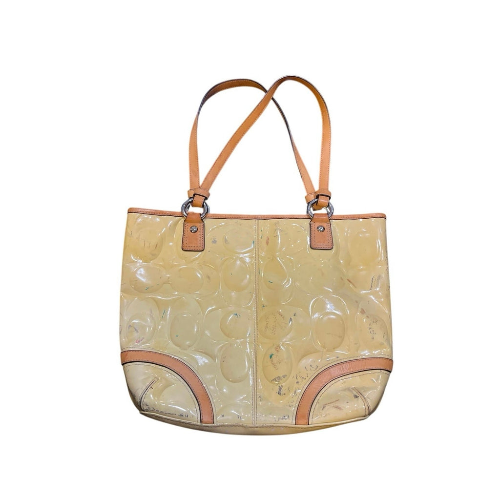 Coach Peyton Embossed Patent Leather Signature Logo Shoulder Tote Style F22322