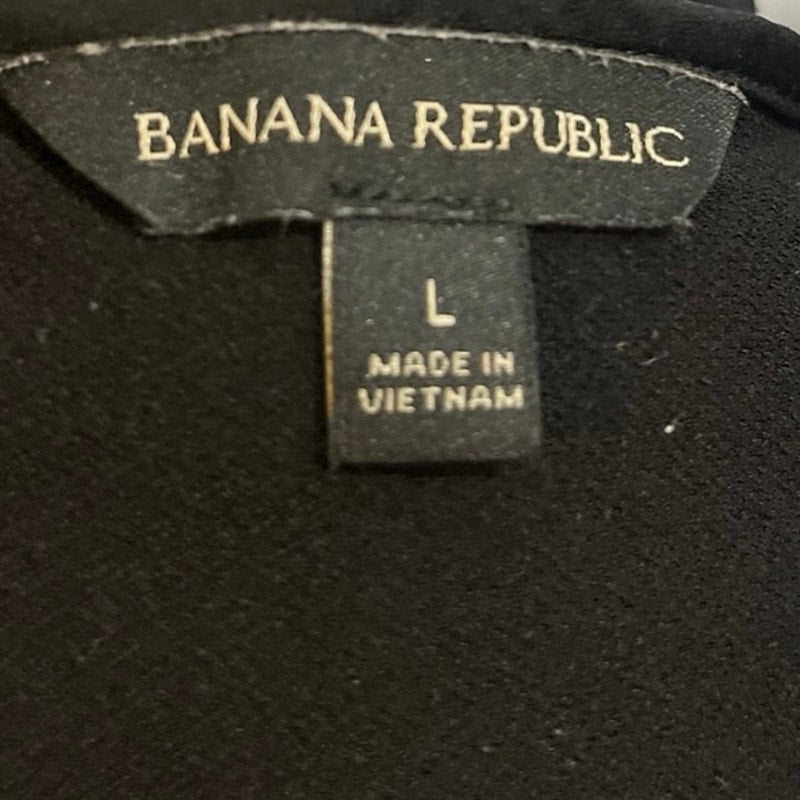 Banana Republic Black 3/4 Sleeve V-Neck Top Blouse SZ L Casual Office Workwear