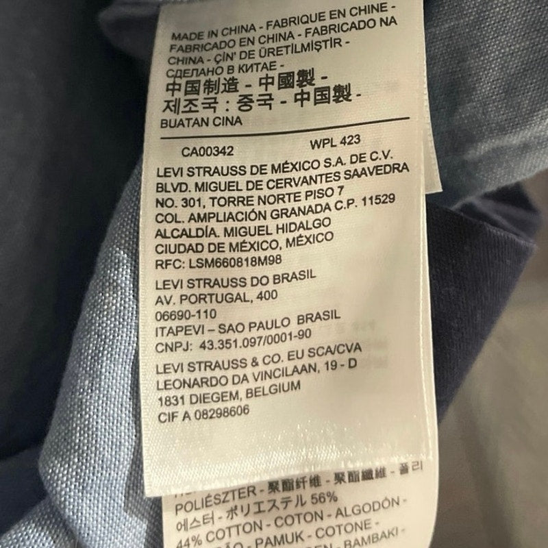 Levis Long Utility Button up Coat Jacket Blue SX XXL Lose Fit Casual Streetwear