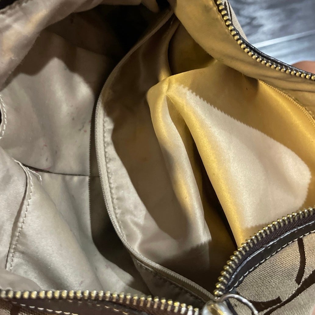 Coach Park Signature East West Duffle Canvas Brown Monogram Shoulder Bag Y2K