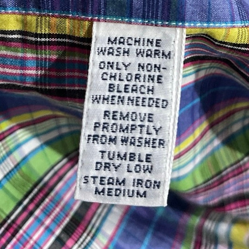 Polo Ralph Lauren Multi Color Plaid Button Front Long Sleeve Shirt SZ 17 1/2