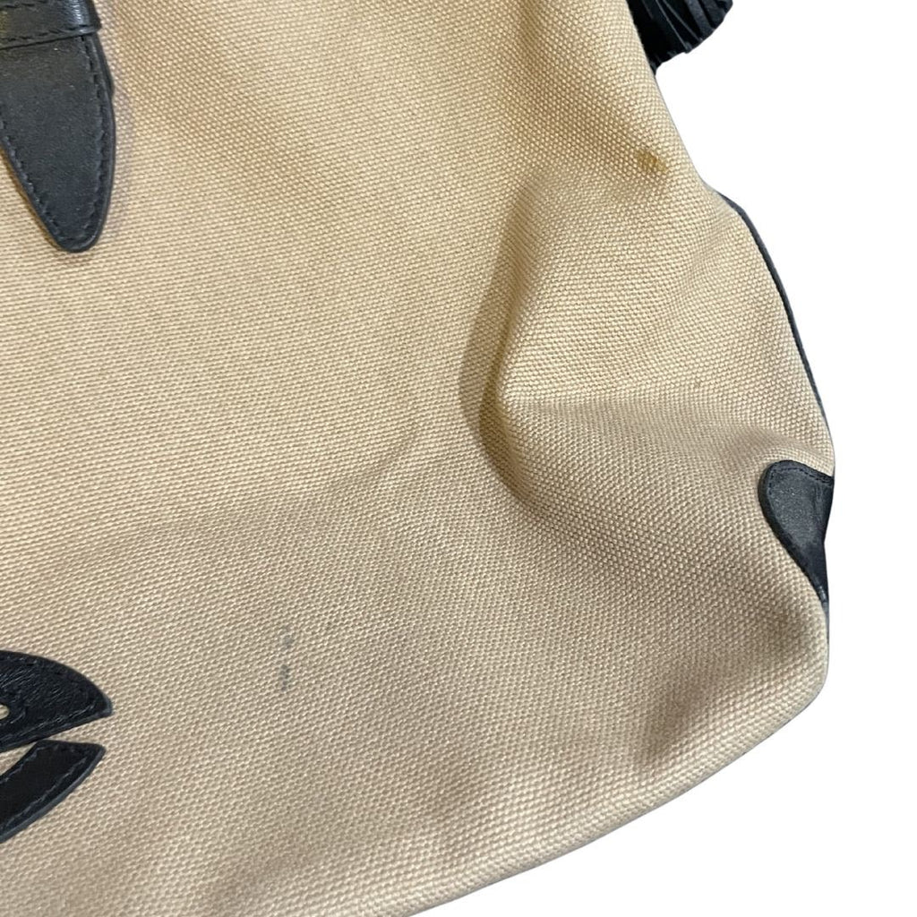 Bebe Hana Canvas Drawstring Tote Shoulder Bag Purse Y2K Drawstring Closure