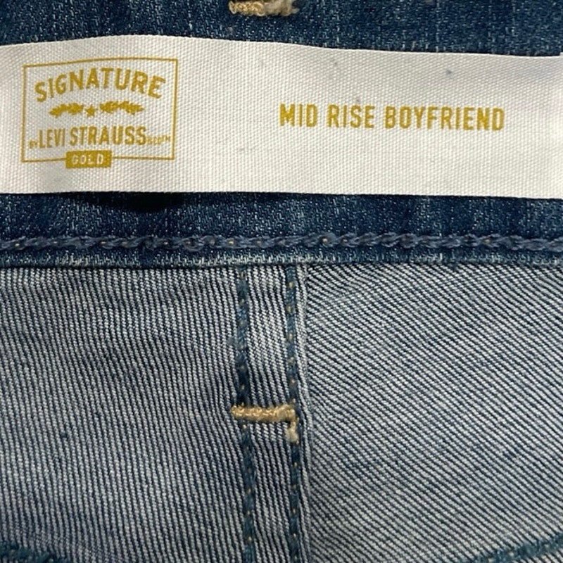 Levi"s Strauss Mid Rise Boyfriend Distressed Cropped Cuffed Hem Denim Jeans SZ 6