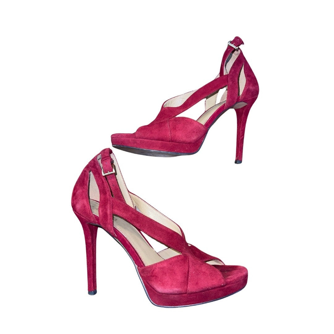 Michael Michael Kors Suede Leather Red Heels Size 8 Date night Party Glam
