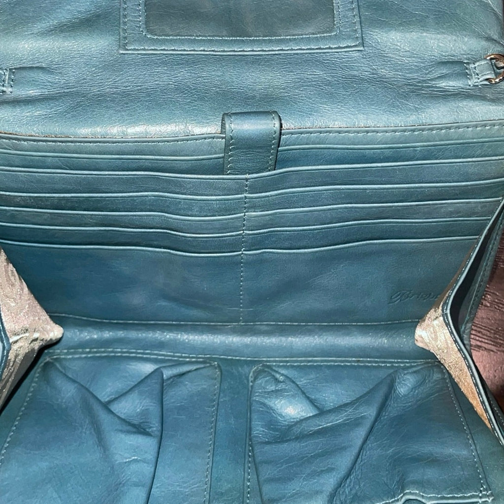 Brighton Vintage Turquoise Wallet Leather Purse Crossbody Western Cowboy 90s