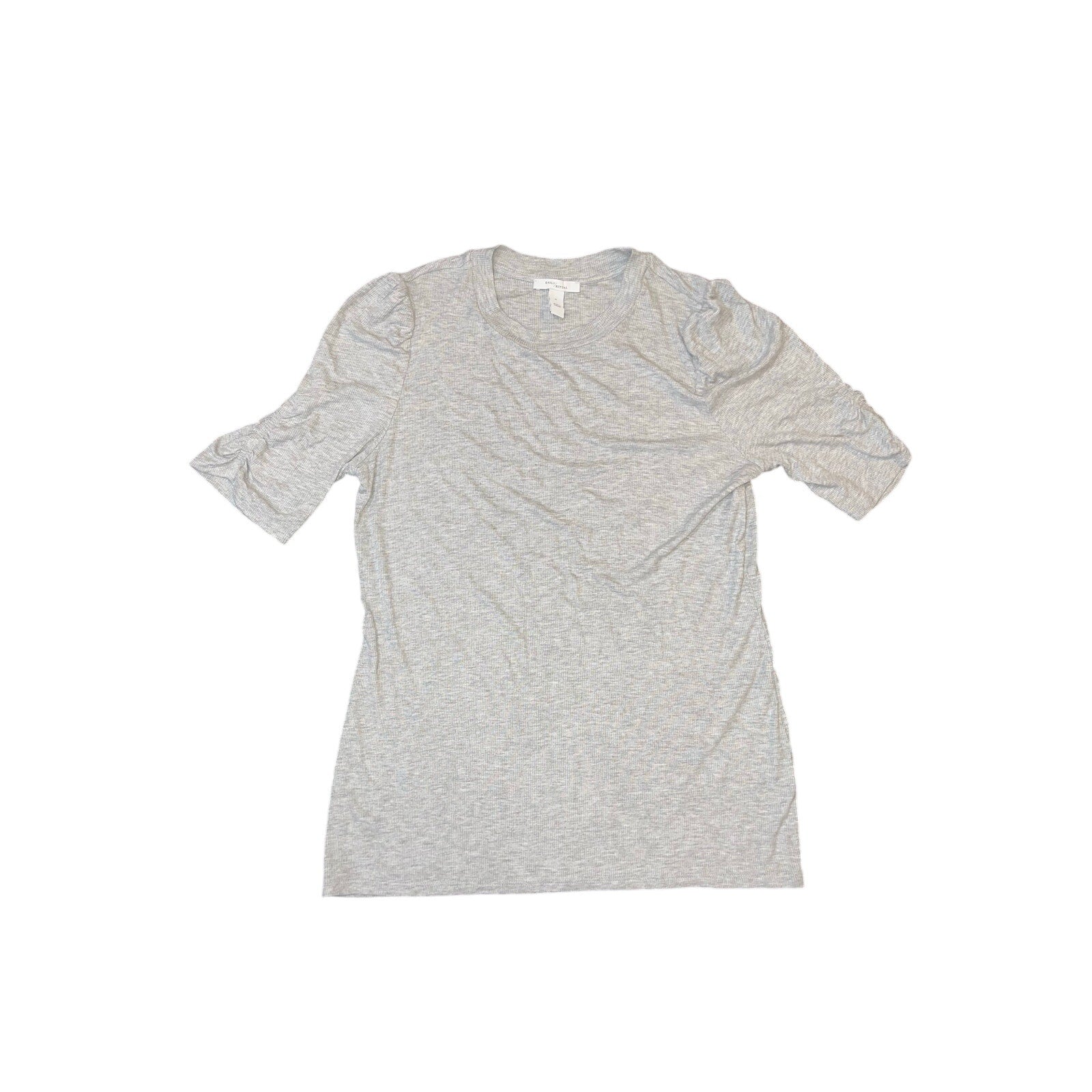 Daily Ritual Women's Fine Rib Gathered-Sleeve Mock Neck Top