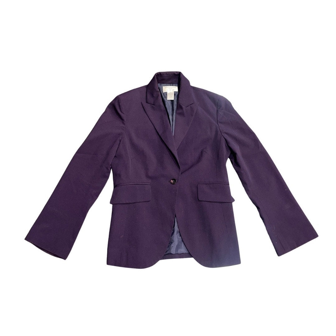 Worthington Petite Stretch Purple One Button Blazer Jacket Size 4P Career Office