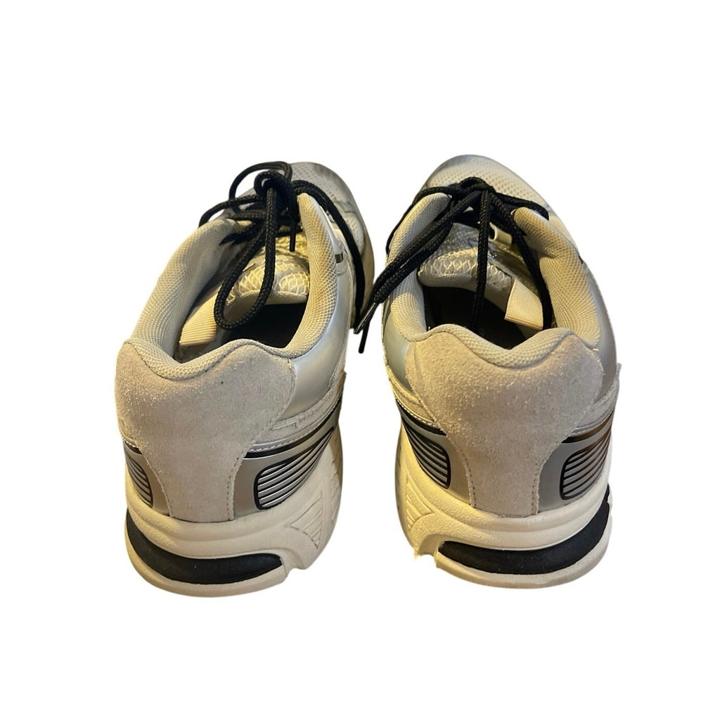 Aldo Blade White Gray Sneakers SZ 10.5 Chunky Retro Metallic Overlay Streetwear