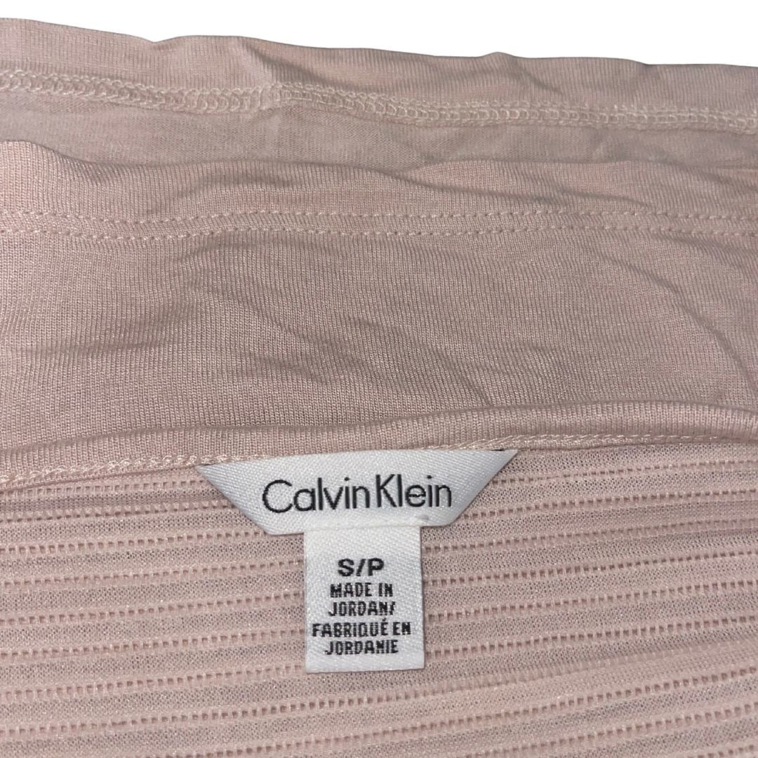 Calvin Klein Top Cap Sleeves Blush Pink Size Small Ruche Neckline Casual